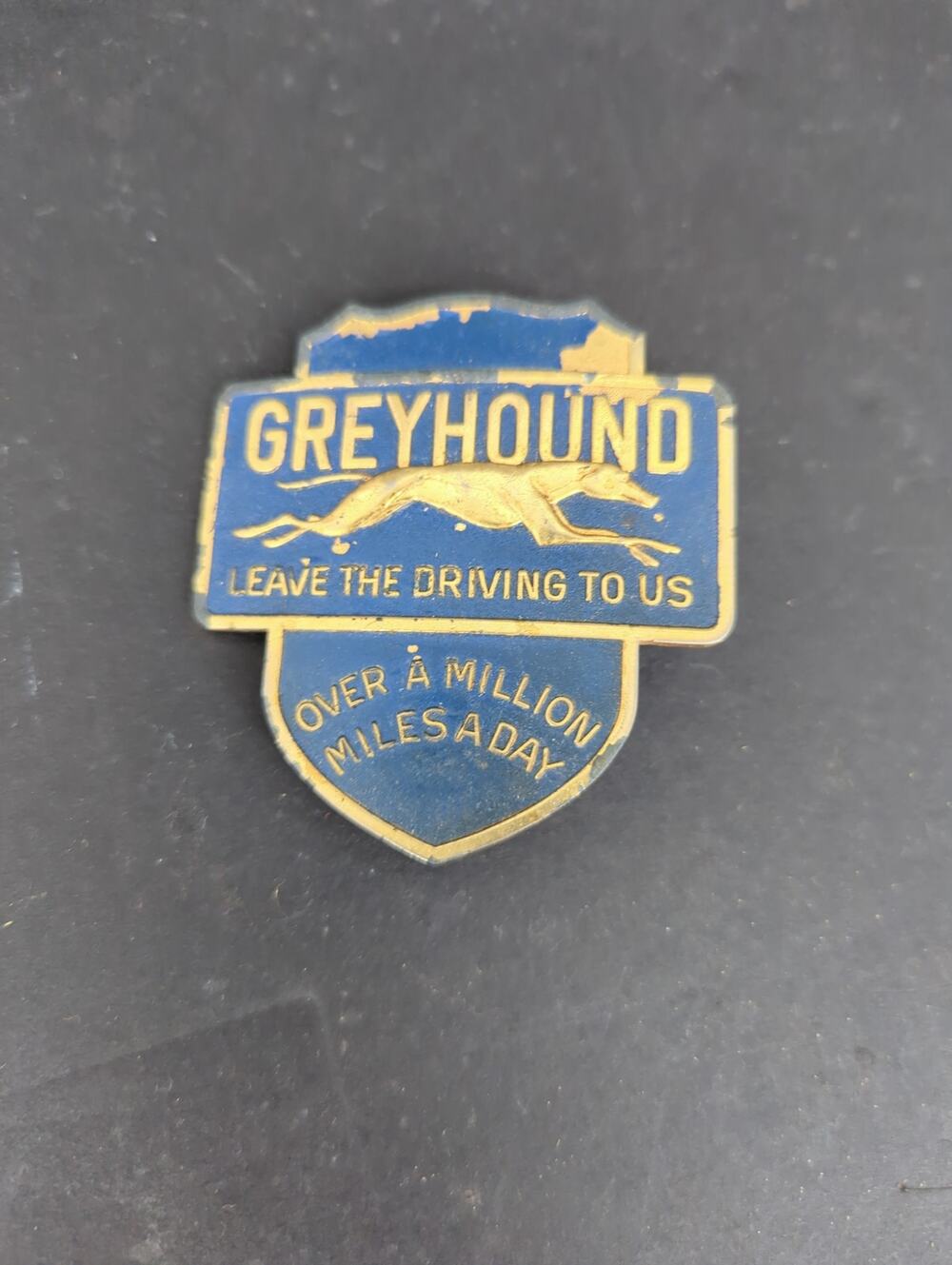 Vintage Greyhound Bus Lines Driver Cap Badge Leave The Driving To Us Metal